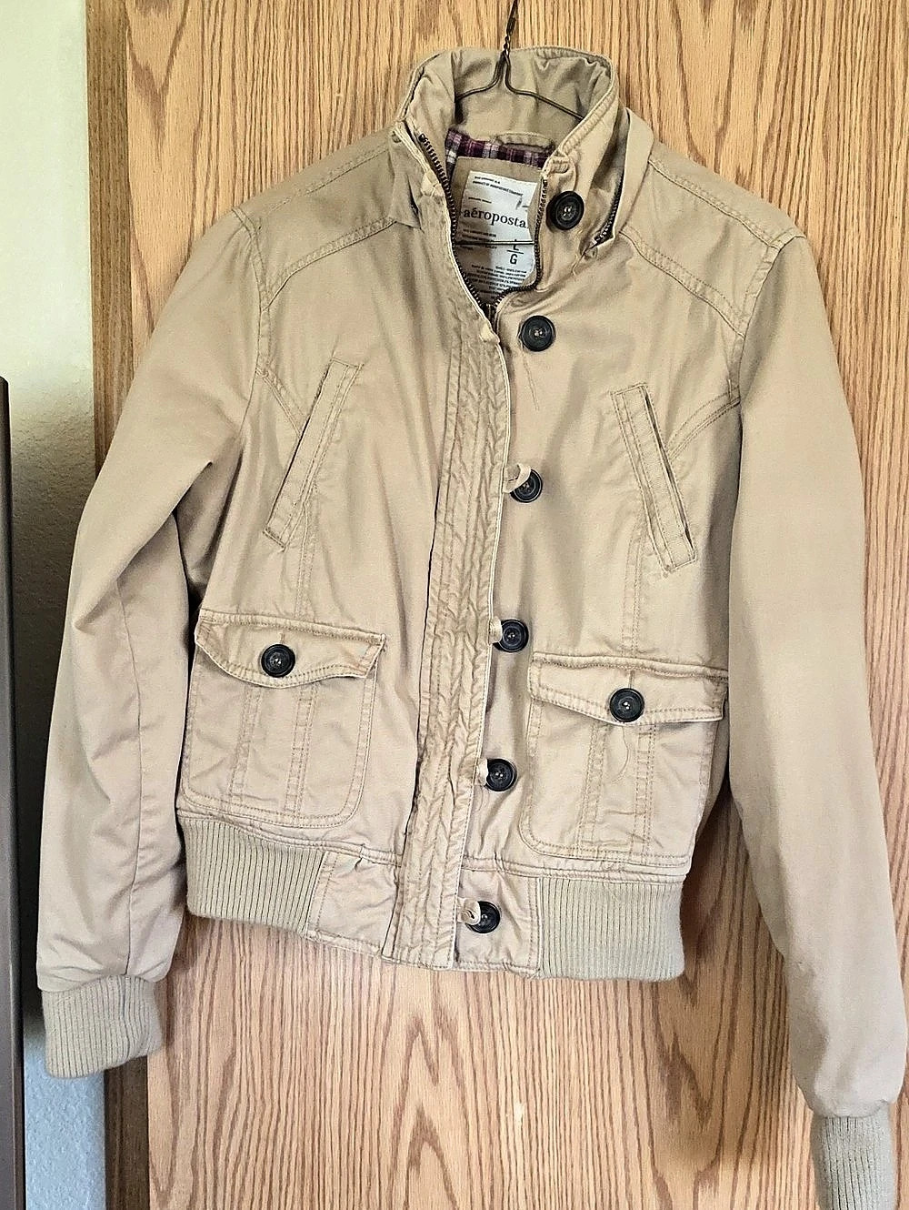 aeropostale Beige Bomber Jacket Size Large